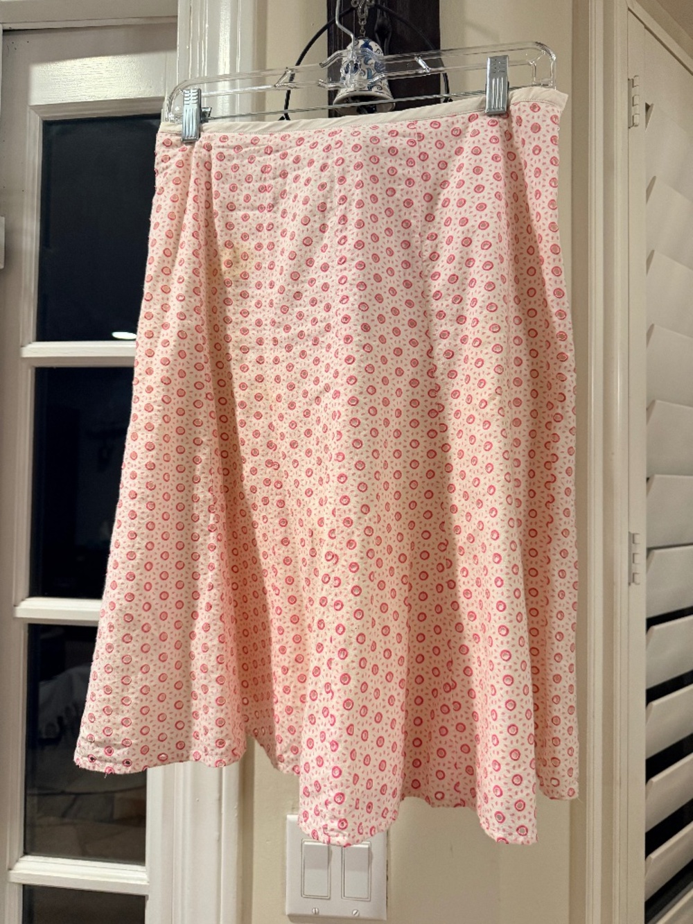 Sigrid Olsen Size 2 Pink Ivory Cotton Eyelet A-Line Skirt